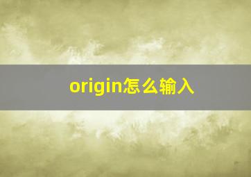 origin怎么输入