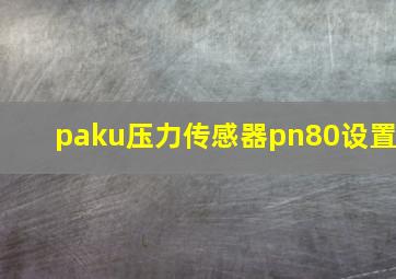 paku压力传感器pn80设置