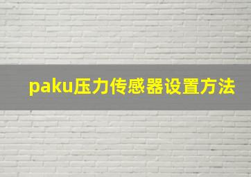 paku压力传感器设置方法