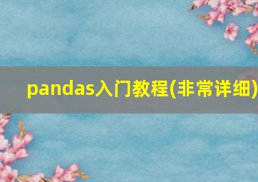 pandas入门教程(非常详细)