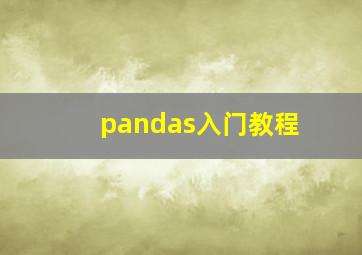 pandas入门教程