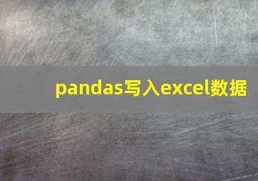 pandas写入excel数据