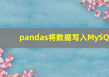 pandas将数据写入MySQL