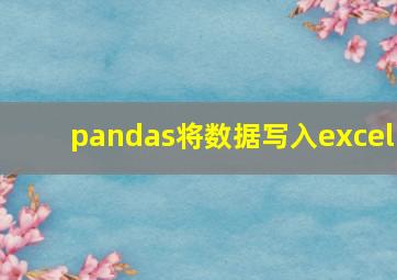 pandas将数据写入excel