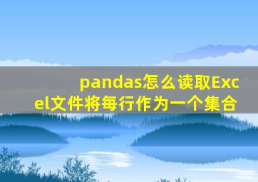 pandas怎么读取Excel文件将每行作为一个集合