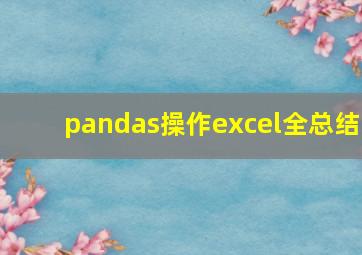 pandas操作excel全总结