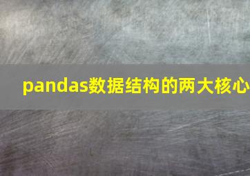 pandas数据结构的两大核心