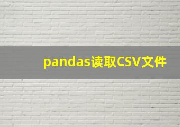 pandas读取CSV文件