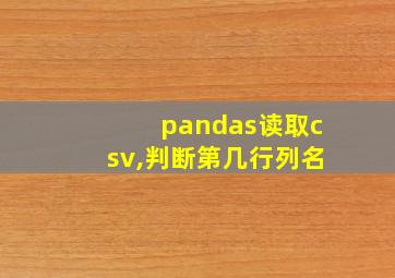 pandas读取csv,判断第几行列名