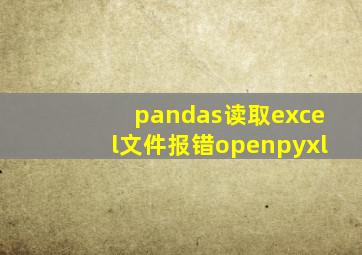 pandas读取excel文件报错openpyxl