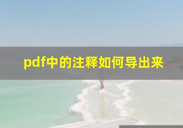 pdf中的注释如何导出来