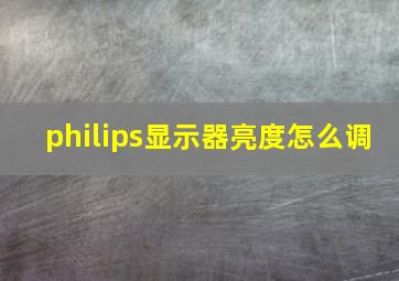 philips显示器亮度怎么调