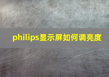 philips显示屏如何调亮度