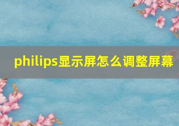 philips显示屏怎么调整屏幕