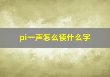 pi一声怎么读什么字