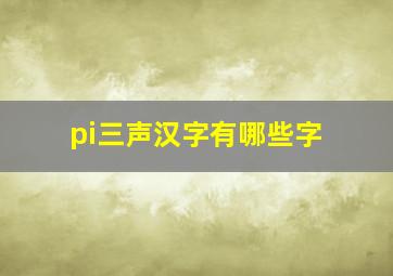 pi三声汉字有哪些字