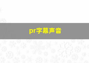 pr字幕声音