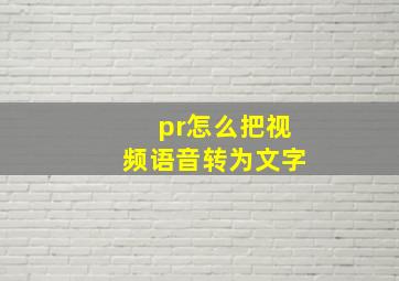 pr怎么把视频语音转为文字