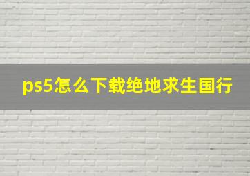 ps5怎么下载绝地求生国行