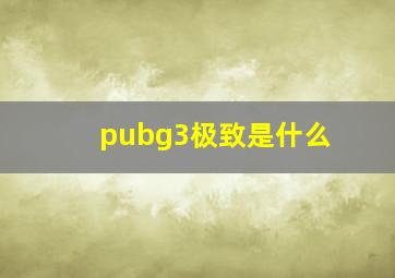 pubg3极致是什么