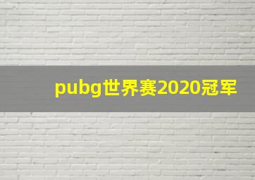 pubg世界赛2020冠军