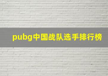 pubg中国战队选手排行榜