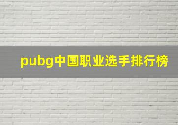 pubg中国职业选手排行榜