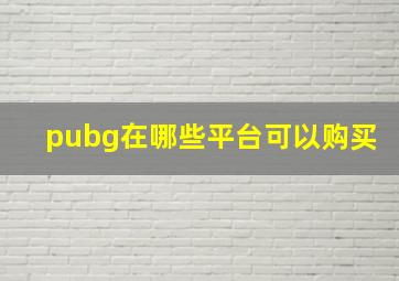 pubg在哪些平台可以购买