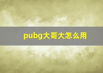 pubg大哥大怎么用