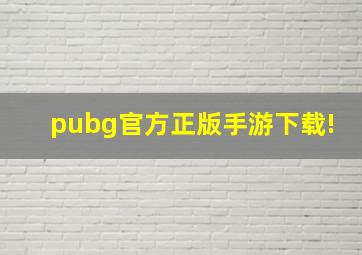 pubg官方正版手游下载!