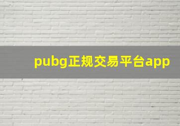 pubg正规交易平台app