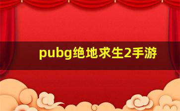 pubg绝地求生2手游