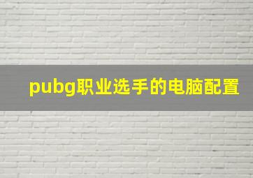 pubg职业选手的电脑配置