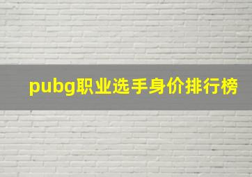 pubg职业选手身价排行榜