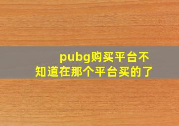 pubg购买平台不知道在那个平台买的了