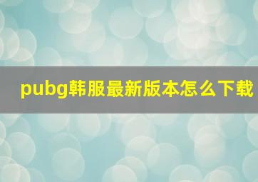 pubg韩服最新版本怎么下载