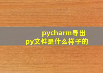 pycharm导出py文件是什么样子的