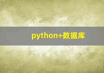 python+数据库