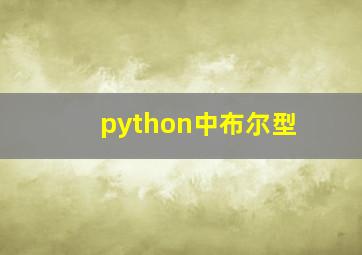 python中布尔型