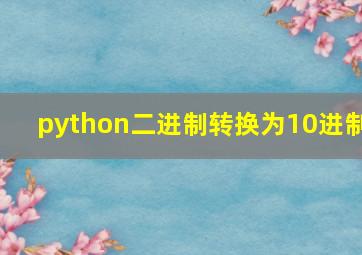 python二进制转换为10进制