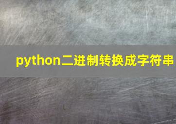 python二进制转换成字符串