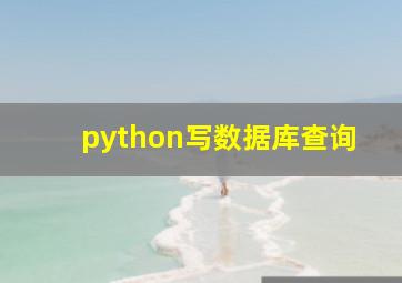 python写数据库查询