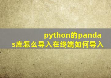 python的pandas库怎么导入在终端如何导入