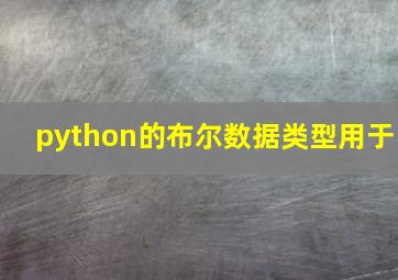 python的布尔数据类型用于