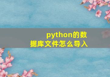 python的数据库文件怎么导入