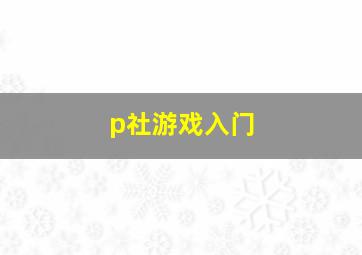 p社游戏入门