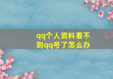 qq个人资料看不到qq号了怎么办