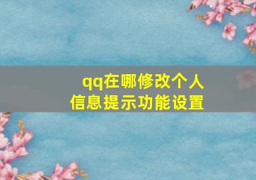 qq在哪修改个人信息提示功能设置