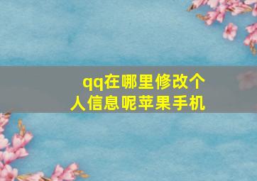 qq在哪里修改个人信息呢苹果手机