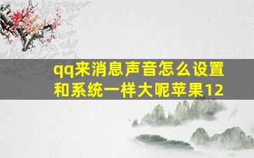 qq来消息声音怎么设置和系统一样大呢苹果12